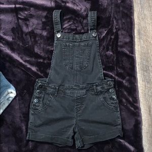 Black overall shorts